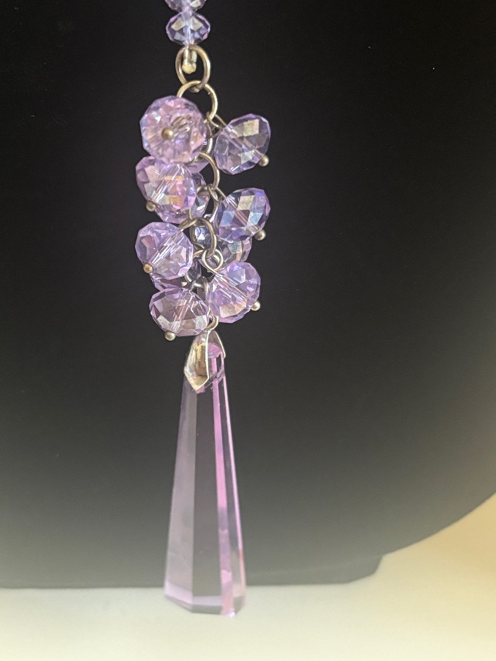 Lavender Crystal Pendant Beaded Necklace - Women Jewelry - Picture 3 of 3